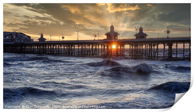 Blackpool sunset Print by Alan Tunnicliffe