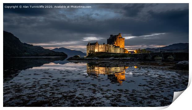 Eilean Donan in the blue hour Print by Alan Tunnicliffe