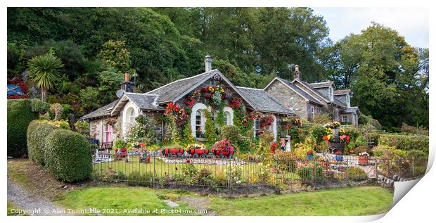 Aldochlay Cottages Print by Alan Tunnicliffe