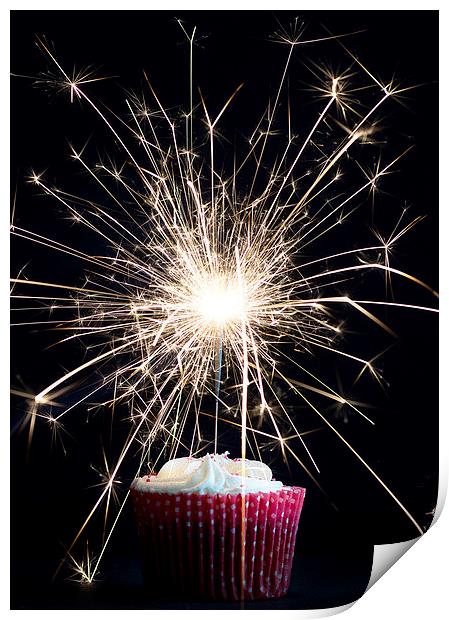 Cupcake Celebration Sparkler Print by Rachael Drake