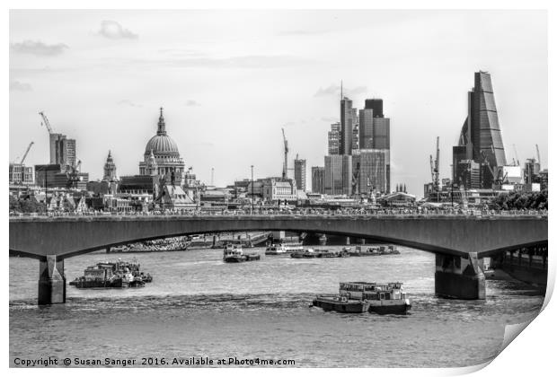 The City of London from the River Thames Print by Susan Sanger