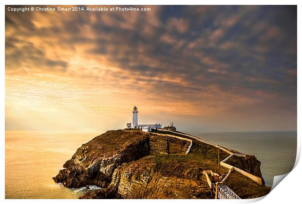 SouthStack Lighthouse Sunset Print by Christine Smart