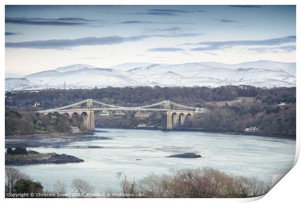 Menai Bridge Winter - Anglesey, North Wales Print by Christine Smart