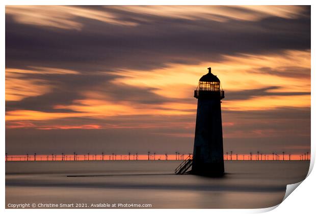 Drifting Clouds at Talacre Lighthouse Print by Christine Smart