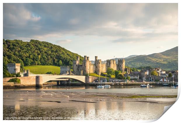 Early Evening at Conwy Castle Print by Christine Smart
