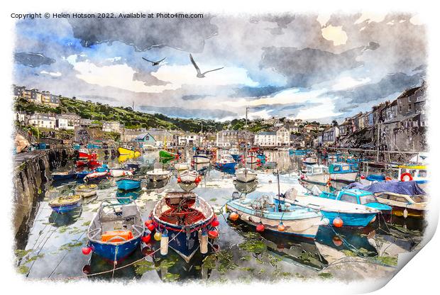 Mevagsissey in Cornwall Print by Helen Hotson