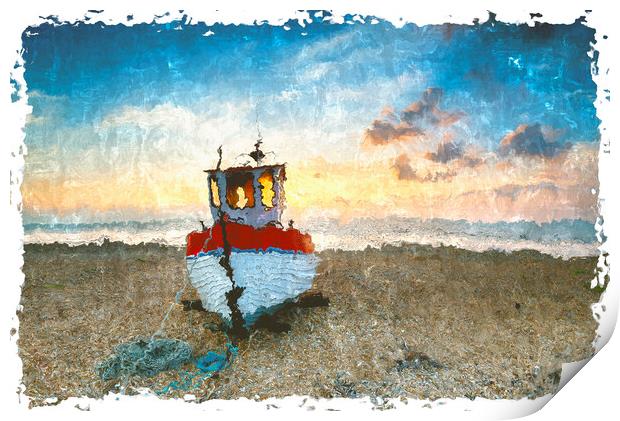 Beautiful Fishing Boat at Sunrise  Print by Helen Hotson
