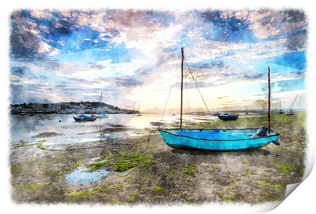 Low Tide at Instow in North Devon Print by Helen Hotson