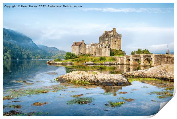 Early Morning at Eilean Donan Castle Print by Helen Hotson