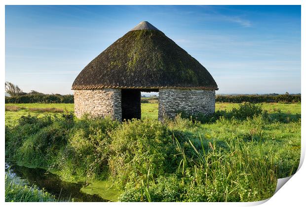 Thatched Barn Print by Helen Hotson