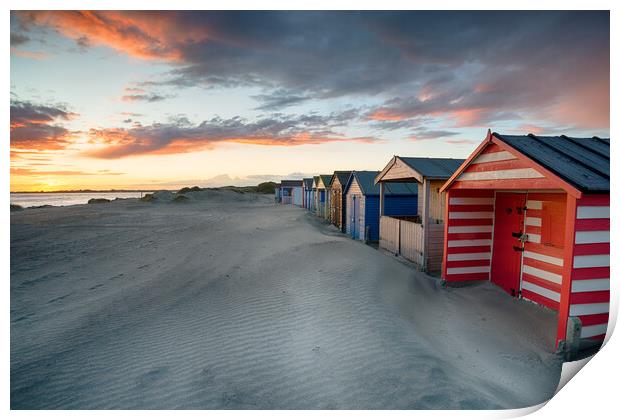 Sunset at West Wittering in Sussex Print by Helen Hotson