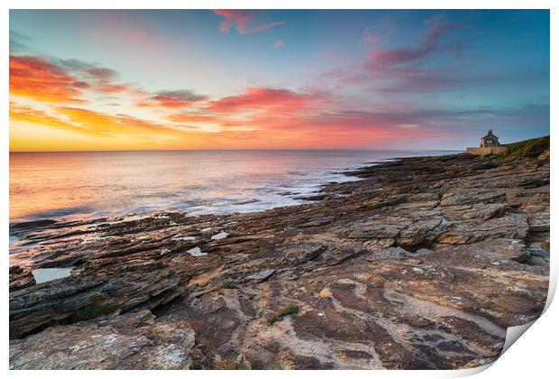 Stunning sunrise over the beach at Howick on the Northumberland  Print by Helen Hotson