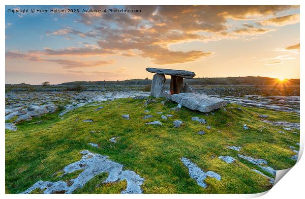 Stunning sunrise over the Poulnabrone dolmen Print by Helen Hotson
