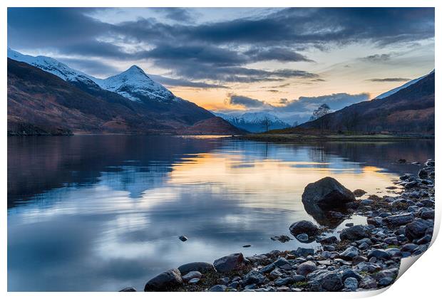 Night falls over Loch Leven  Print by Helen Hotson