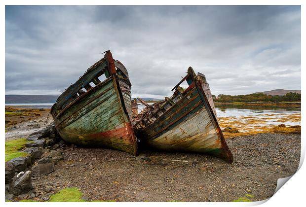 Abandoned Boats on the Isle of Mull Print by Helen Hotson