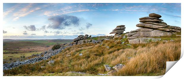 Dusk at Stowes Hill on Bodmin Moor Print by Helen Hotson