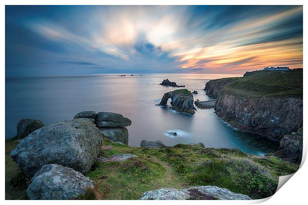 Lands End in Cornwall Print by Helen Hotson