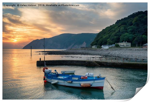 Sunrise at Lynmouth in Devon Print by Helen Hotson