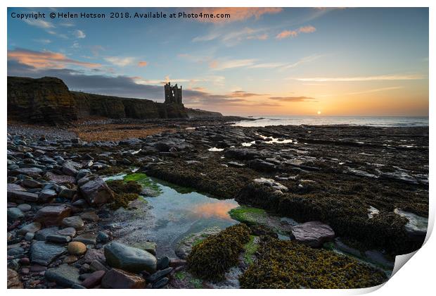 Keiss Castle at Caithness in Scotland Print by Helen Hotson
