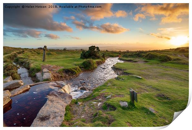 Sunset on Dartmoor Print by Helen Hotson