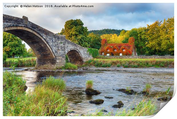 Llanrwst Bridge in North Wales Print by Helen Hotson
