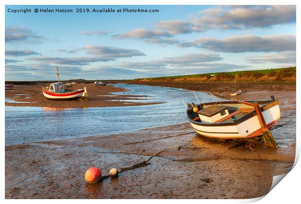 Fishing Boats at Burnham Overy Staithe Print by Helen Hotson