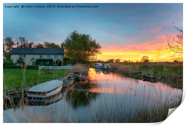 Sunset at West Somerton in Norfolk Print by Helen Hotson