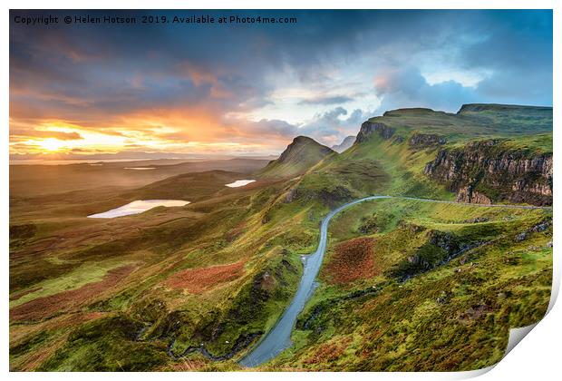 Stunning sunrise over the Quiraing Print by Helen Hotson