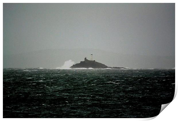 Storm at Godrevy Lighthouse Print by Kelvin Brownsword