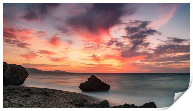 Rhodes Kato Petres Beach Spectacular Sunset Print by Antony McAulay