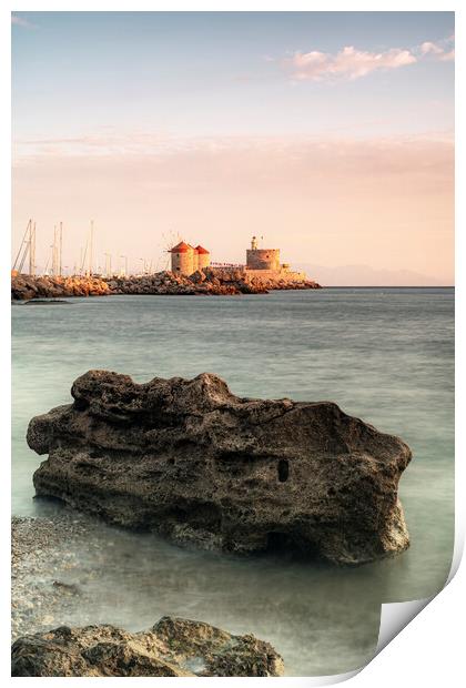 Rhodes Fort of Saint Nicholas Big Rock Print by Antony McAulay