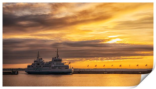 Helsingborg Hamlet Ferry Sunset Print by Antony McAulay