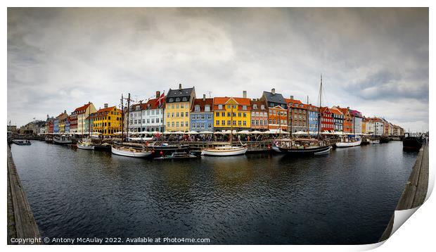 Copenhagen Nyhavn District Panorama Print by Antony McAulay