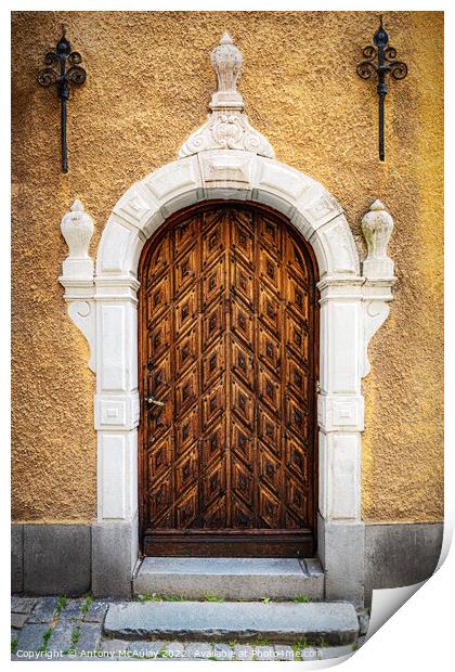 Stockholm Gamla Stan Wooden Door Print by Antony McAulay