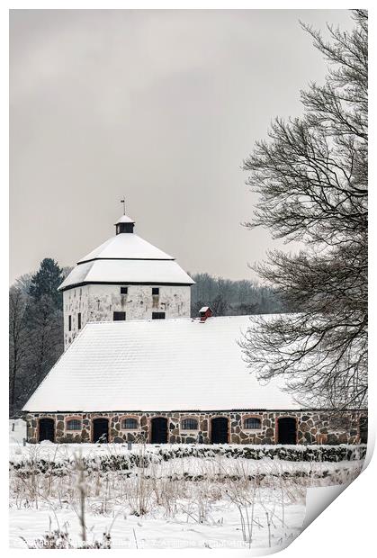 Hovdala Castle in Winter Print by Antony McAulay