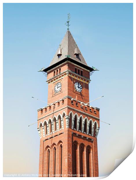 Helsingborg Town Hall Clock Tower Print by Antony McAulay