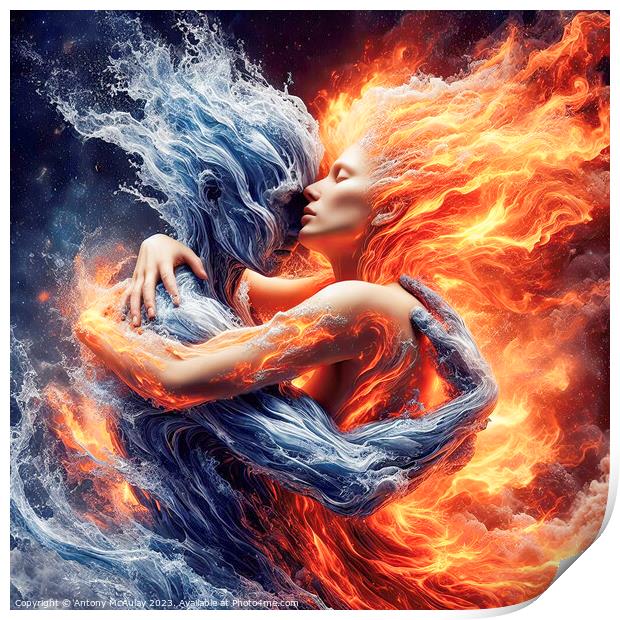 Fire and Water Lovers Print by Antony McAulay
