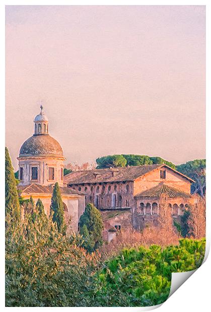 Rome Basilica Santi Giovanni e Paolo Digital Paint Print by Antony McAulay