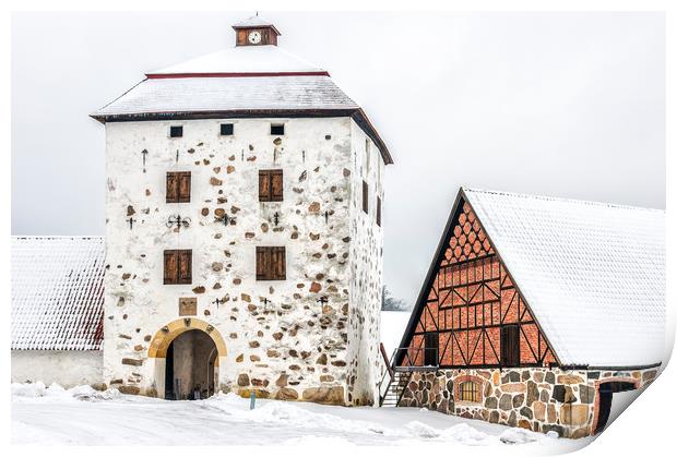 Hovdala Castle Gatehouse in Winter Print by Antony McAulay