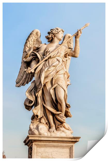 Angel Statue in the city of Rome Print by Antony McAulay