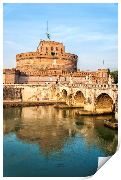 Rome Castel Sant Angelo by the tiber Print by Antony McAulay