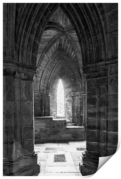 Glasgow Cathedral Interior Digital Painting Print by Antony McAulay