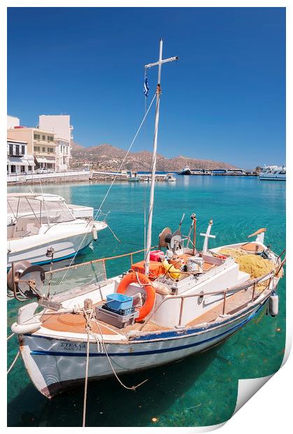 Agios Nikolaos Boat Print by Antony McAulay