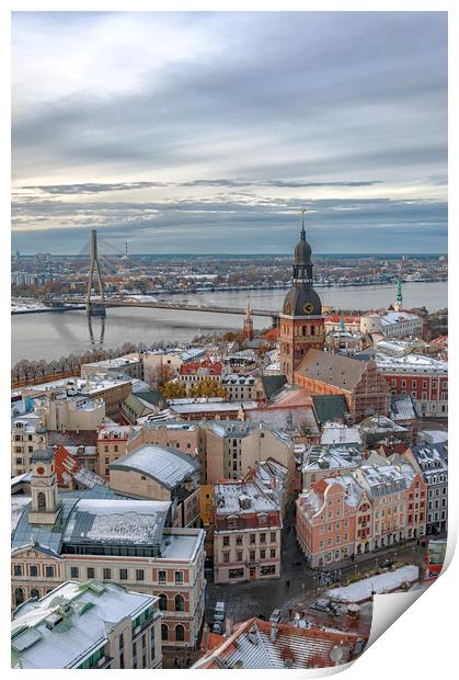 Riga Aerial View of Old Town Print by Antony McAulay