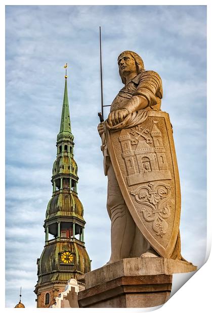  Riga Saint Roland Statue Print by Antony McAulay