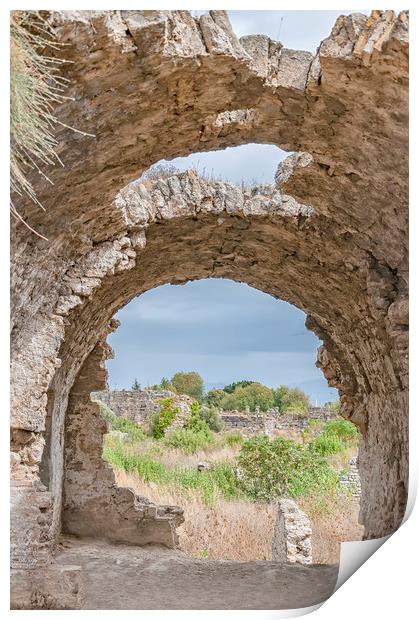 Side City Wall Ruins From Ancient Hospital Print by Antony McAulay