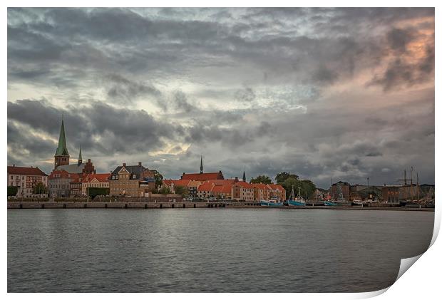 Helsingor Cityscape Blue Hour Print by Antony McAulay