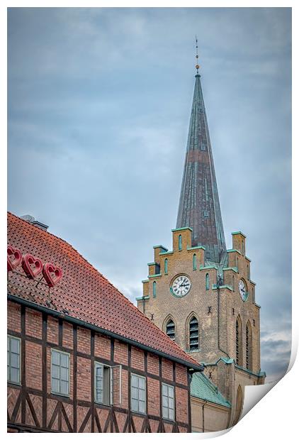 Halmstad Church from Old Town Print by Antony McAulay