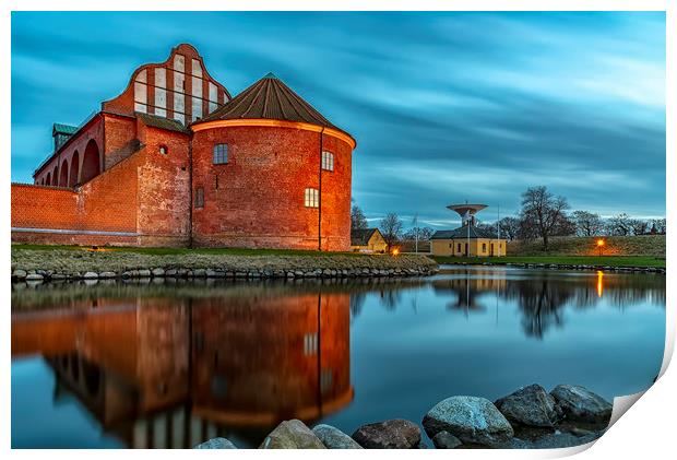Landskrona Citadel with Reflection Print by Antony McAulay