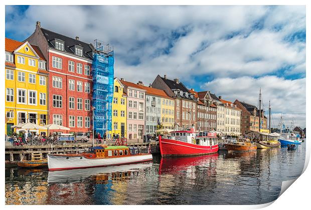 Copenhagen Nyhavn District Print by Antony McAulay